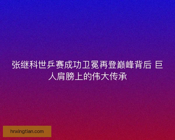 张继科世乒赛成功卫冕再登巅峰背后 巨人肩膀上的伟大传承
